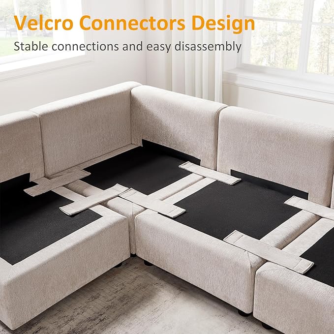 Modular Sectional Sofa, Convertible Sofa Couch Modular Sofa with Ottoman, Sectional Sofas for Living Room Small Apartments-HomvellaHome