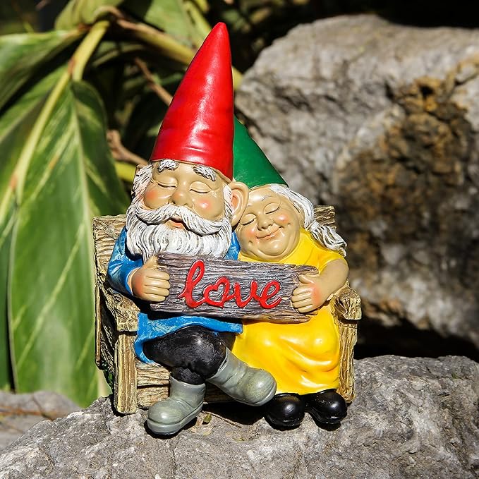 Garden gnome statue for outdoor decor,Couple in love gnomes figurine for patio lawn yard garden outdoor decoration,garden sculptures & statues,knome romantic indoor ornament forever lover gift-HomvellaHome