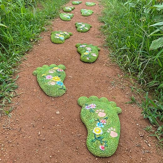 Garden Stepping Stones - Decorative Stones for Patio, Lawn, Stepping Stones Made of Resin (Set of 2)-HomvellaHome
