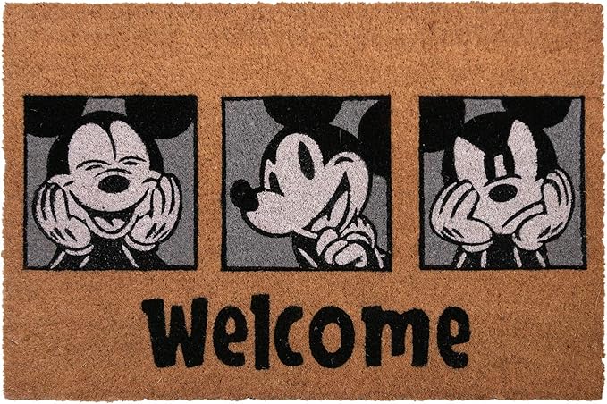 Gertmenian Disney Mouse Doormat Rug Front Door Coir Mat Indoor Outdoor Entryway Carpet, 2-Pack 20x34, Retro Mickey Home/Welcome-HomvellaHome