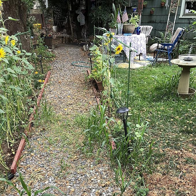 Garden Stakes 60 Pack, 16 Inch Each, DIY 3ft 4ft 5ft 6ft 7ft Sturdy Steel Plant Stakes with 50 Connectors, 30 Rotatable Clips, 10 A-Type Connecting Pipe and 164 Feet Twist Tie for Climbing Plants-HomvellaHome