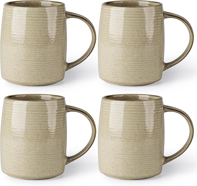 GBHOME Large Coffee Mugs Set of 4, 18oz Handmade Ceramic Coffee Mugs Set with Gradient color for Latte/Tea/Beer/Hot Cocoa, Dishwasher & Microwave Safe, Cappuccino-HomvellaHome