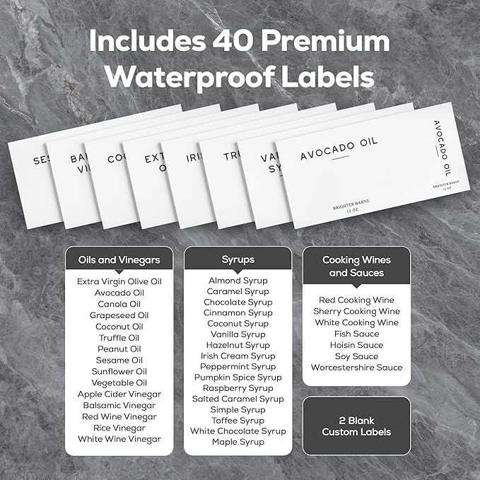 Glass Olive Oil Dispenser Bottle for Kitchen by Brighter Barns - Coffee Syrup Dispenser, Oil and Vinegar Bottle - Modern Kitchen Essentials for Home, Restaurant, Coffee Bar, Airbnb (Clear, Set of 2)-HomvellaHome