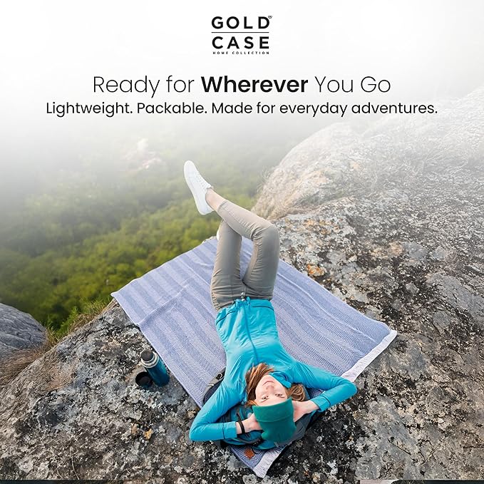 Gold Case Throw Blanket for Couch – 100% Recycled Turkish Cotton Blankets & Throws – Elegant Decorative Throw Blankets for Living Room Sofa – Woven Throws for Couch – Elegant Navy Blue – 50x60-HomvellaHome