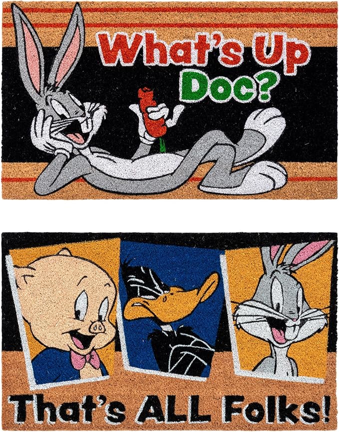 Gertmenian Looney Tunes Coir Doormat - 2x3 Welcome Mat (2-Pack), Ideal for High Traffic Areas in Front Door, Garage, Entryway - Warner Bros. Doc/Folks, 80029-HomvellaHome