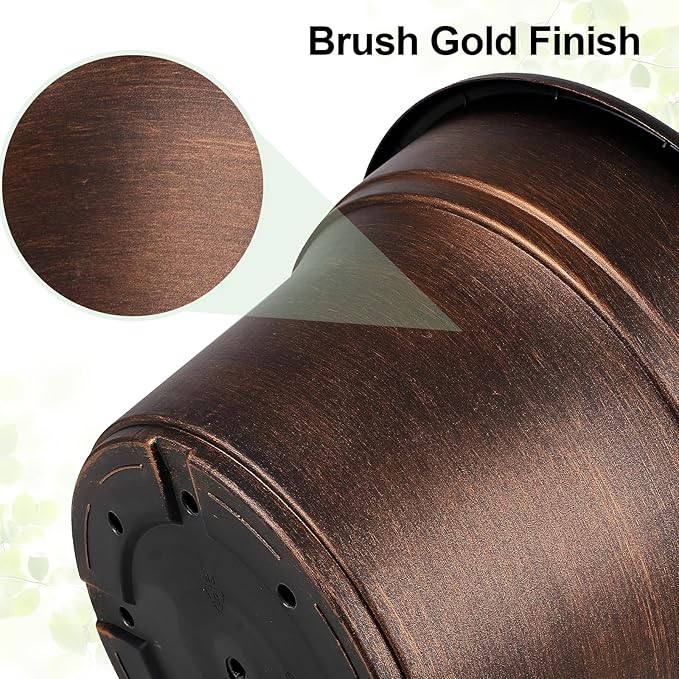 10 Inch Planters Plant Pots Indoor Outdoor, 4 Pack Plastic Flower Pot for Indoor Plants with Drainage Holes & Trays, Resin Decorative Container Sets with Saucer for House Garden Copper-HomvellaHome