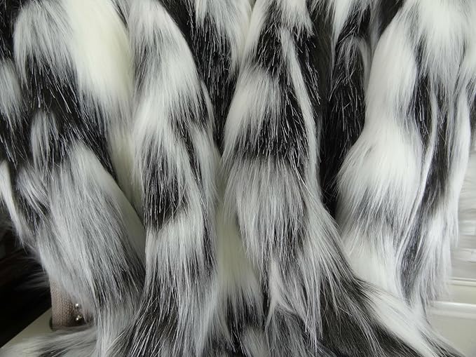 Gray Black White Faux Fur Oversized Blanket and Bedspread - Tibet Fox Fur - Gray Black White Luxury Faux Fur - Soft Faux Fur Blankets, Bedspreads and Throws, Handmade in USA, 16438-HomvellaHome