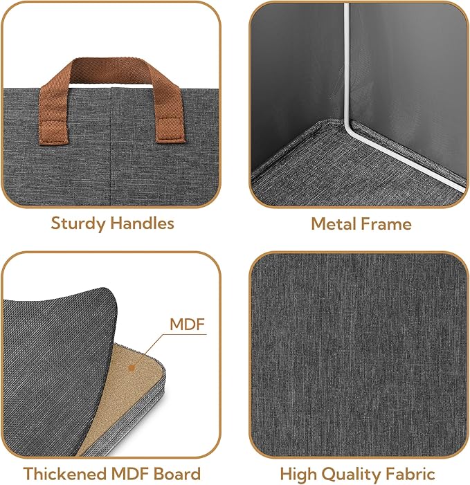 GRANNY SAYS Storage Baskets for Shelves, Closet Organizer Bins, Clothes Storage Bins with Metal Frame, Extra Large Baskets for Organizing and Storage, Collapsible, Dark Gray, 2-Pack-HomvellaHome