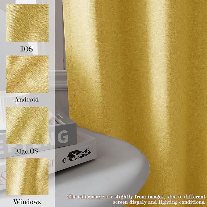 120" Wx96 L Linen Room Divider Drapes for Doorway/Glass Window/Sliding Door/Patio, Extra Wide Pinch Pleated Full Blackout Curtains for Girls Boys Teen Kids Room, 1 Panel, Yellow-HomvellaHome