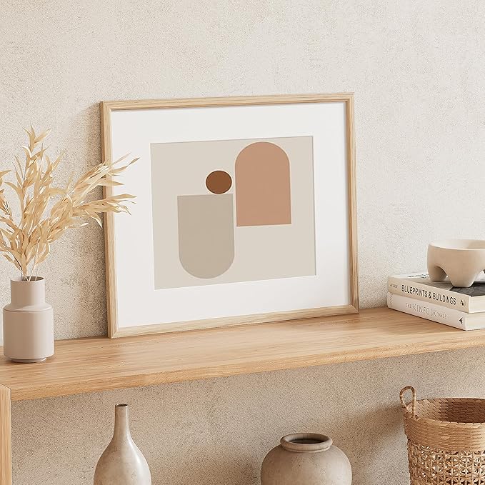 16x20 Picture Frame Set of 4 Natural Solid Oak Photo Frames with 11x14 Removable Mat Wall Hanging Large Handcrafted Frame with HD Plexiglass Wall and Tabletop Display Large Poster Frame-HomvellaHome