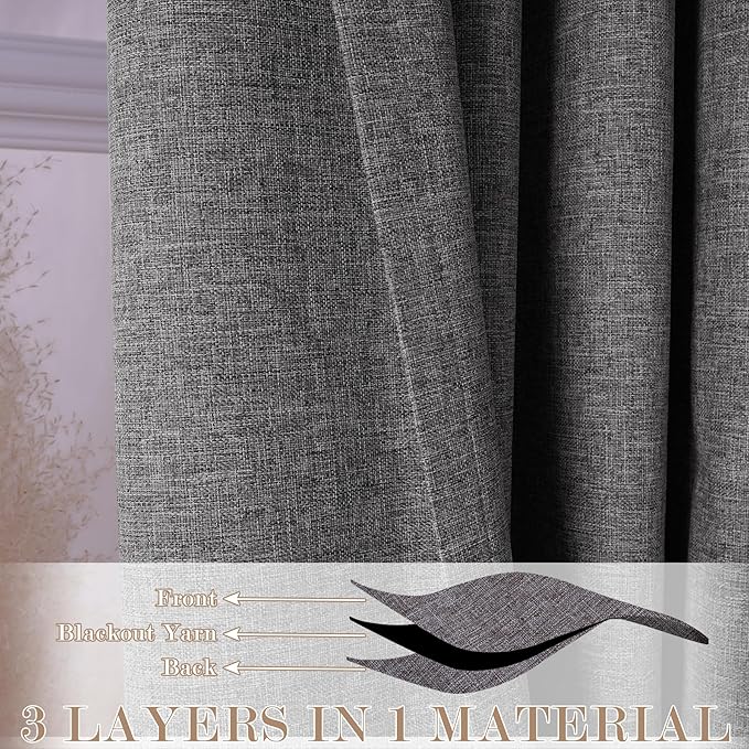 150 Inches Extra Wide Room Divider Draperies, Pinch Pleat Drapes, Absolutely Blackout Sliding Door Drapery, Total Privacy Ceiling Track Curtains, 150" W by 96" L, Natural Grey (1 Panel)-HomvellaHome