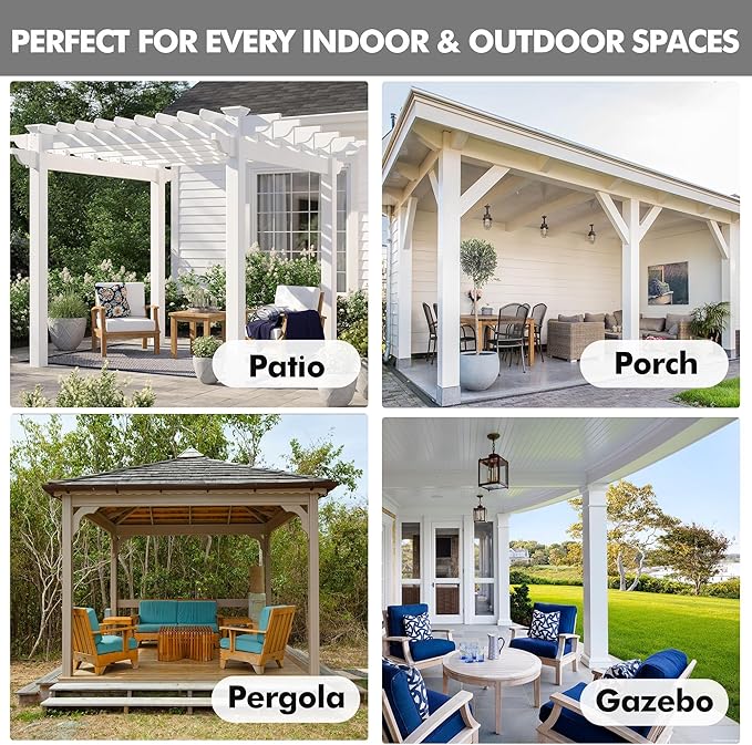 HolidayIdeas Linen Outdoor Curtains for Patio Waterproof-4 Panels Taupe Outside Curtains 54"x95"-Indoor/Outdoor Privacy Gazebo Curtains Weighted Weatherproof for Pergola, Porch, Cabana, Sunroom-HomvellaHome