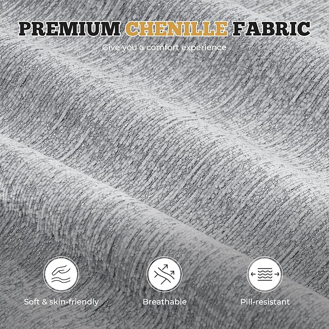 122" Modern L Shaped Modular Sectional Sofa, Boneless Couches for Living Room with Ottoman,4 Seater Convertible Chenille Cloud Couch Sofa Set, No Assembly Required, Light Grey 1 PCS-HomvellaHome