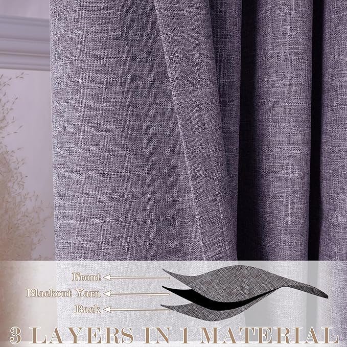 120" Wx96 L Linen Room Divider Drapes for Doorway/Glass Window/Sliding Door/Patio, Extra Wide Pinch Pleated Full Blackout Curtains for Girls Boys Teen Kids Room, 1 Panel, Violet-HomvellaHome