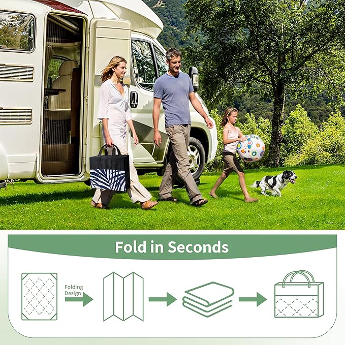 GENIMO Outdoor Rug 5' x 8' Waterproof for Patio Clearance, Reversible Plastic Straw Camping Carpet, Lightweight Mats for Rv, Backyard, Deck, Porch, Picnic, Beach, Balcony, Blue & White-HomvellaHome