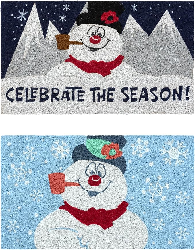 Gertmenian Paramount Frosty Coir Doormat - 2x3 Welcome Mat (2-Pack), Ideal for High Traffic Areas in Front Door, Garage, Entryway - Blue/Celebrate, 80026-HomvellaHome