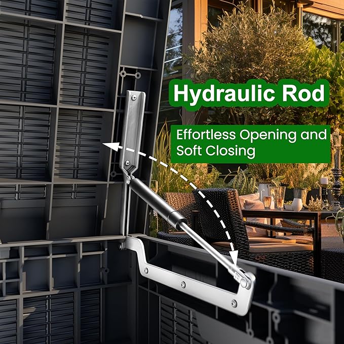 100 Gallon Outdoor Storage Box,Waterproof Lockable Resin Deck Box,Storage Container with Reinforced Support for Patio Cushions, Furniture Supplies, Garden Tools, UV-Resistant Outdoor Chest (Black)-HomvellaHome