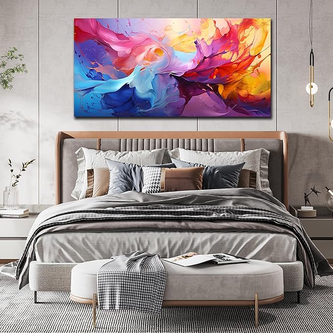 GUGIKA Abstract Wall Art for Living Room, Colorful Canvas Wall-Art for Bedroom, Print, 29x59 Inches-HomvellaHome