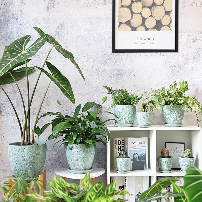 10 inch Plant Pots Ceramic Planter with Drainage Holes and Saucer for Multiple Plants, Indoor-Outdoor Garden Pots for Succulent, Orchid, and Flower-HomvellaHome