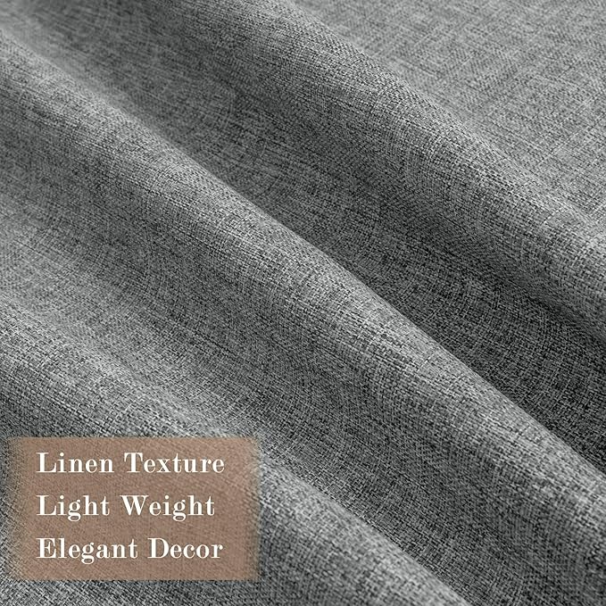 100" W x 84" L Faux Linen Room Divider Curtains, Full Blackout Pinch Pleated Drapes for Traverse Rod, Bedroom Divider Privacy Drapery with Hooks for Ceiling Track, 1 Panel, Mid Grey-HomvellaHome