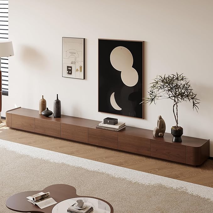 134" Farmhouse TV Unit - Large Wood Entertainment Center with Storage Drawers for 75"+ TVs, Home Office Floor Console-HomvellaHome