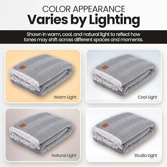 Gold Case Throw Blanket for Bed – 100% Recycled Turkish Cotton Bed Blanket – Decorative Throw Cotton Blankets for Living Room & Bedroom – Elegant Black Woven Queen Blankets – 90x90-HomvellaHome