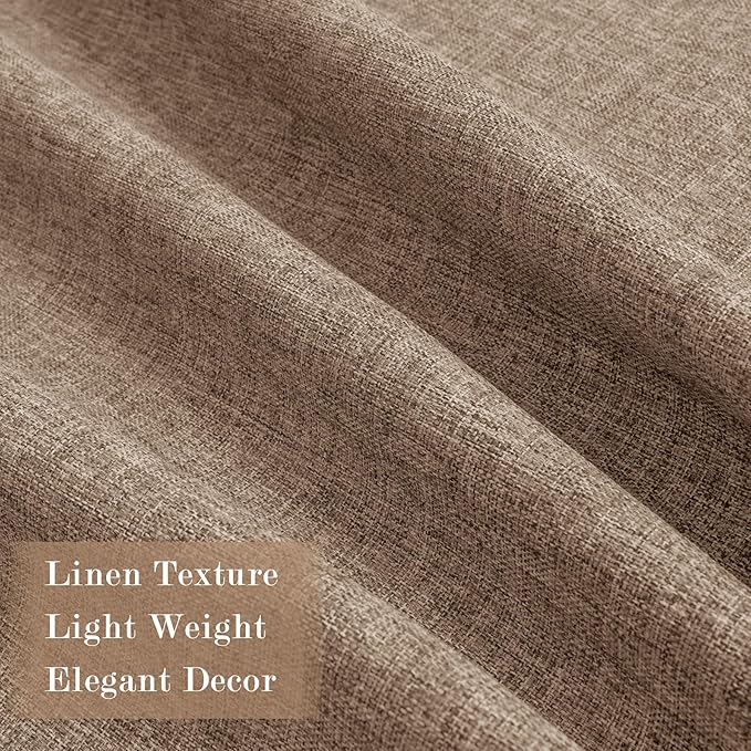 100% Blackout Linen Textured Drapes for Bedroom Pinch Pleated Curtains for Track System Portable Drapery for Sliding Glass Door/Storage/Space Room Divider, 70" Wx84 L, 1 PC, Taupe-HomvellaHome