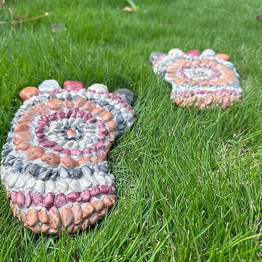 Garden Stepping Stones - Decorative Garden Stones for Patio, Deck, Garden or Sidewalk Faux Cobblestone Stepping Stones (Set of 2#A-HomvellaHome