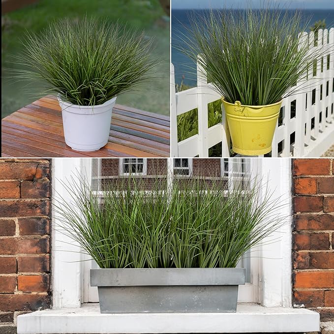 16PCS 17.3" Fake Plants Artificial Wheat Grass Greenery Plastic Plants Fake Grass Artificial Plants for Outdoor Decor Artificial Grass Plant with Greenery Stems for Indoor Home Decoration-HomvellaHome