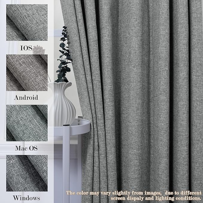 120" Wx96 L Linen Room Divider Drapes for Doorway/Glass Window/Sliding Door/Patio, Extra Wide Pinch Pleated Full Blackout Curtains for Girls Boys Teen Kids Room, 1 Panel, Mid Grey-HomvellaHome