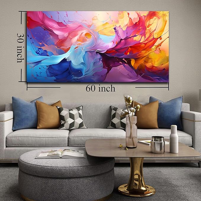 GUGIKA Abstract Wall Art for Living Room, Colorful Canvas Wall-Art for Bedroom, Print, 29x59 Inches-HomvellaHome