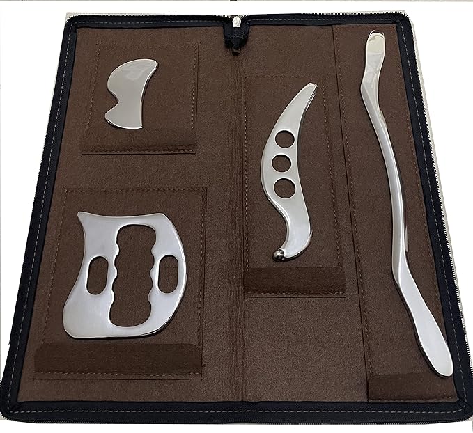 Gua sha Tool Stainless Steel gua sha-Set 4pcs -iastm Tool Gussha Massage Tool Muscle Scraping Tool for Soft Tissue Therapy and Reduce Arms,Back, Legs, Shoulder Muscle Pain(HH1)……-HomvellaHome