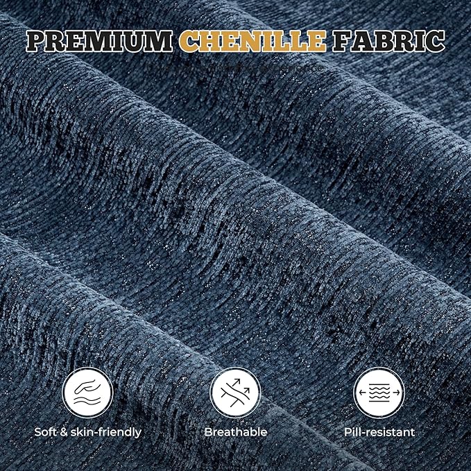 122" Modern L Shaped Modular Sectional Sofa, Boneless Couches for Living Room with Ottoman,4 Seater Convertible Chenille Cloud Couch Sofa Set, No Assembly Required, Blue 1 PCS-HomvellaHome