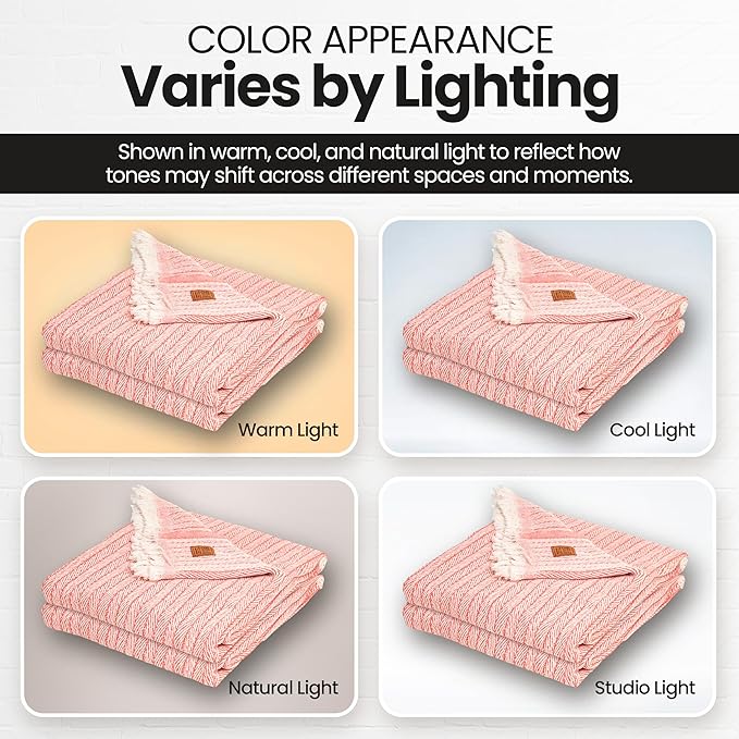 Gold Case Throw Blanket for Couch – 100% Recycled Turkish Cotton Blankets – Elegant Decorative Throw Blankets for Living Room Sofa – Woven Throws for Couch – Vintage Orange – 50x60 (Set of 2)-HomvellaHome