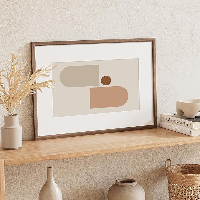 16x24 Poster Frame Set of 4 Natural Solid Walnut Photo Frames with 12x18 Removable Mat Wall Hanging Large Handcrafted Frame with HD Plexiglass Wall and Tabletop Display Large Picture Frame-HomvellaHome