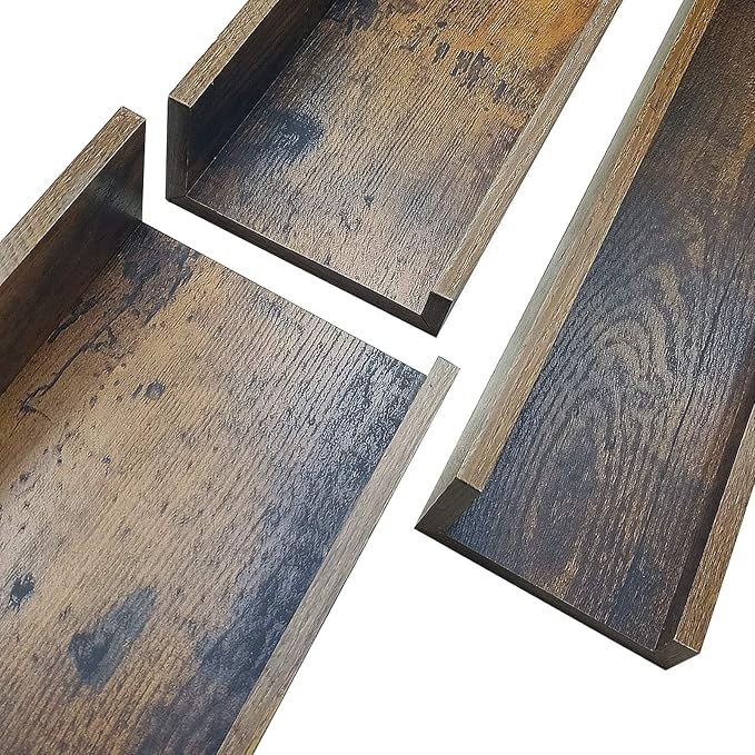 Giftgarden 36 Inch Large Floating Shelves for Wall Set of 3, Rustic Picture Ledge Wall Shelf for Bedroom Kitchen Bathroom Living Room Nursery Display, 3 Different Sizes-HomvellaHome