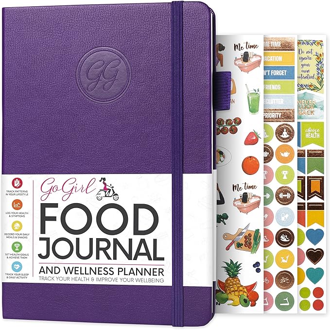 GoGirl Food Journal & Wellness Planner –– Diet & Fitness Diary – Nutrition Journal with Meal, Exercise & Weigh Loss Tracker, A5 (Purple)-HomvellaHome