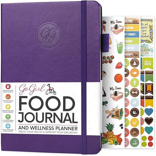 GoGirl Food Journal & Wellness Planner –– Diet & Fitness Diary – Nutrition Journal with Meal, Exercise & Weigh Loss Tracker, A5 (Purple)-HomvellaHome