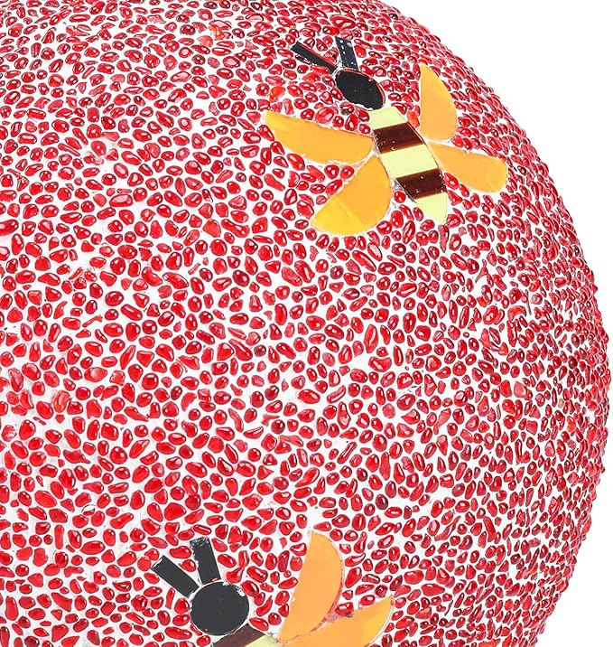 Gazing Ball 8 Inch Bee Glass Mosaic Garden Globe Outdoor Gazing Globe Yard Ornament for Garden Yard Home Lawn Outdoor Decoration Gift for Women (Not Solar Powered)-HomvellaHome