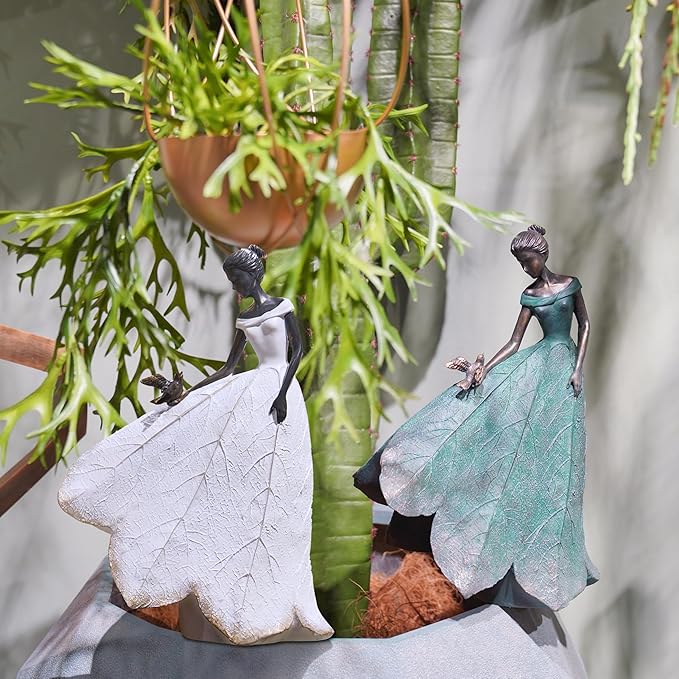 Guichifun Fairy Statue Collection Home Decoration - Leaf Angel Girls Resin Home Garden Decor for Outside or Inside Rustic Fairy Garden Outdoor Yard Figurines Gifts for Women 8.5 x 5.25 x 12 Inch-HomvellaHome