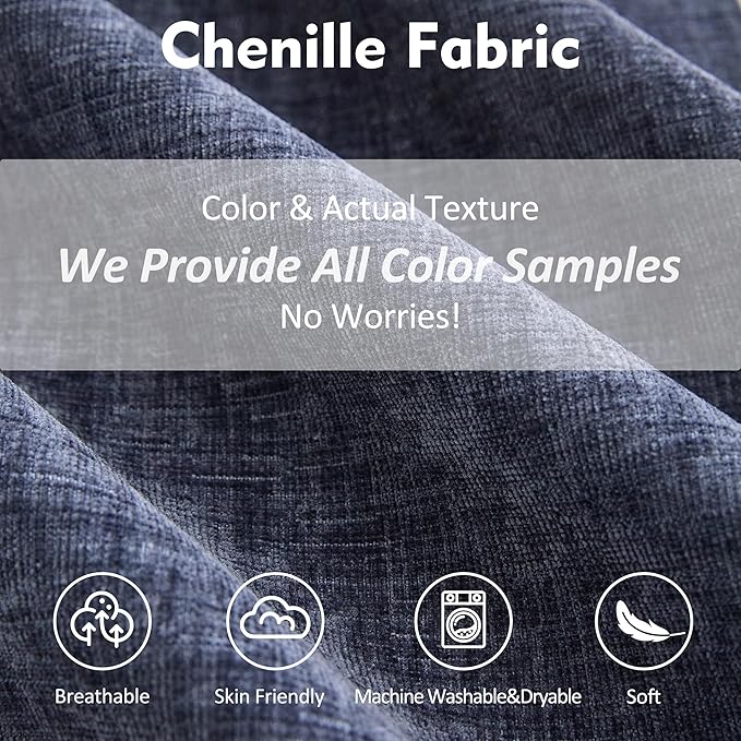 142.5" U Shaped Couch, Modular Sectional Sofa, 3-Seater Comfy Cloud Couch with Movable Ottoman, Deep Seat Couches for Living Room, Chenille, Navy-HomvellaHome