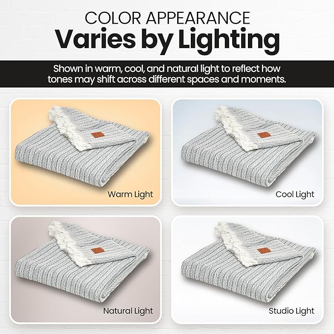 Gold Case Throw Blanket for Couch – 100% Recycled Turkish Cotton Blankets & Throws – Elegant Decorative Throw Blankets for Living Room Sofa – Woven Throws for Couch – Vintage Grey– 60x80-HomvellaHome