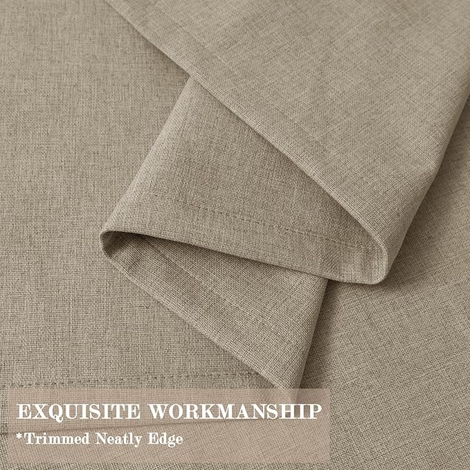 100% Blackout Linen Textured Drapes for Bedroom Pinch Pleated Curtains for Track System Portable Drapery for Sliding Glass Door/Storage/Space Room Divider, 70" Wx84 L, 1 PC, Light Khaki-HomvellaHome