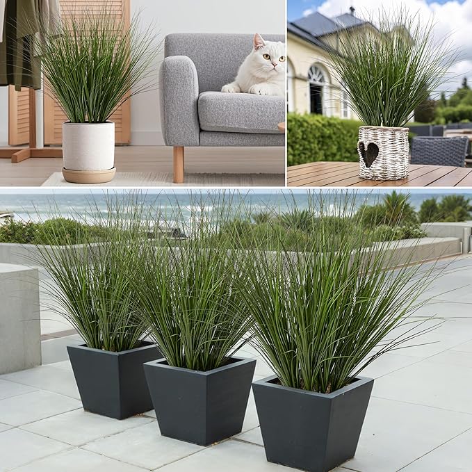 12PCS Fake Plants Artificial Wheat Grass Greenery Plastic Plants Fake Grass Artificial Plants for Outdoor Decor Artificial Grass Plant with Greenery Stems for Indoor Home Decoration 26.4"-HomvellaHome