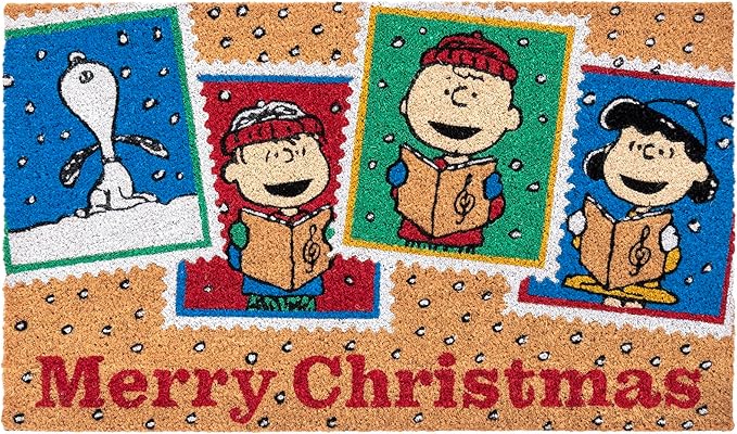 Gertmenian Peanuts Snoopy Coir Doormat - 2x3 Welcome Mat (2-Pack), Ideal for High Traffic Areas in Front Door, Garage, Entryway - Peace & Joy, 80023-HomvellaHome