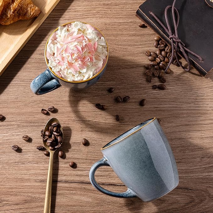 GBHOME Ceramic Coffee Mugs Set of 6, 12oz Stoneware Coffee Mugs Set For Dad Mom Women MEN, Light Weight Ceramic Coffee Cups for Latte/Tea/Beer/Hot Cocoa, Dishwasher & Microwave Safe-HomvellaHome