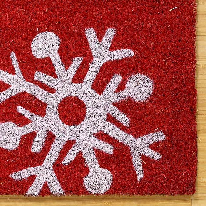 Gertmenian Disney Mouse Doormat Rug Retro Front Door Coir Mat Welcome Home Indoor Outdoor Entryway Carpet, 2-Pack 20x34, Mickey Happy Holidays/Snowflakes-HomvellaHome