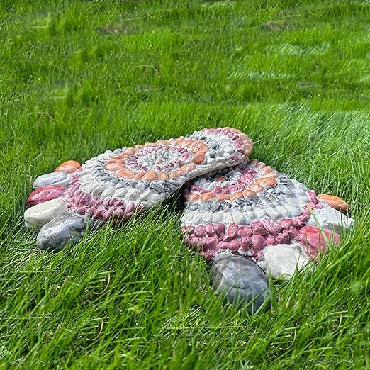 Garden Stepping Stones - Decorative Garden Stones for Patio, Deck, Garden or Sidewalk Faux Cobblestone Stepping Stones (Set of 2#A-HomvellaHome