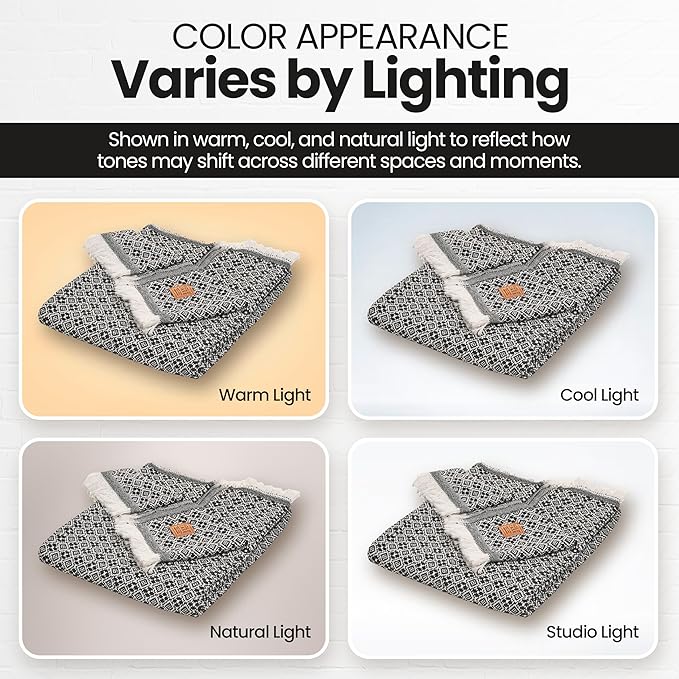 Gold Case Throw Blanket for Couch – 100% Recycled Turkish Cotton Blankets & Throws – Elegant Decorative Throw Blankets for Living Room Sofa – Woven Throws for Couch – Retro Black – 50x60-HomvellaHome