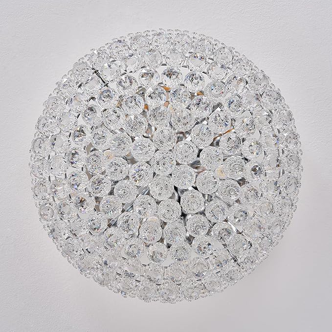 12-Light Crystal Flush Mount Chandelier Ceiling Light Fixture for Living Room Dining Room Bedroom Foyer Entryway Hallway Closet Bathroom (Chrome D24)-HomvellaHome